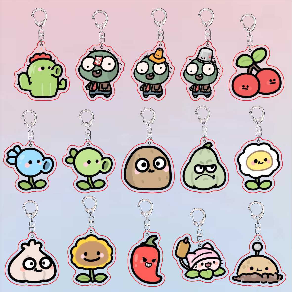 Resin Art Keychain - Брелок акриловый Plants vs. Zombies: милый,